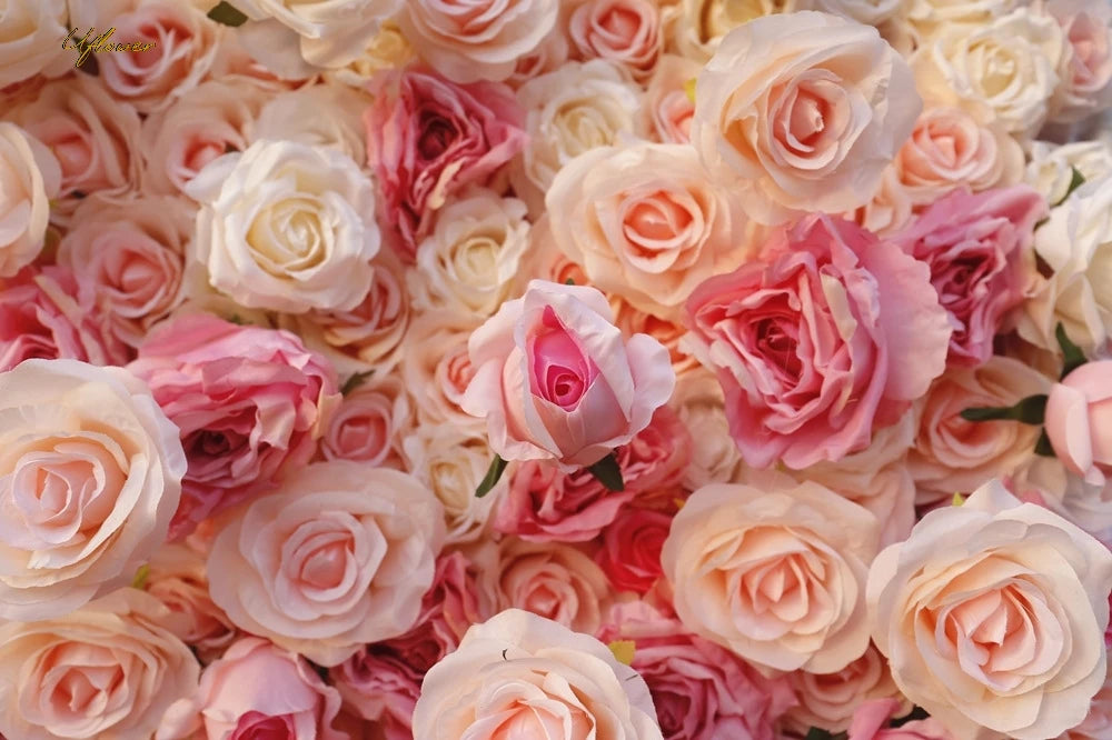 5D Luxury White and Red Gradient Rose Artificial Flower Wall
